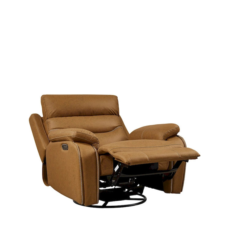 Fauteuil inclinable pivotant et berçant motorisé avec double moteur, appuie-tête réglable et port de charge USB