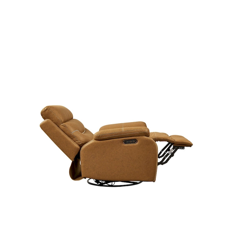 Fauteuil inclinable pivotant et berçant motorisé avec double moteur, appuie-tête réglable et port de charge USB