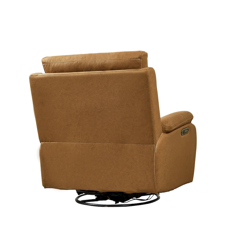Fauteuil inclinable pivotant et berçant motorisé avec double moteur, appuie-tête réglable et port de charge USB