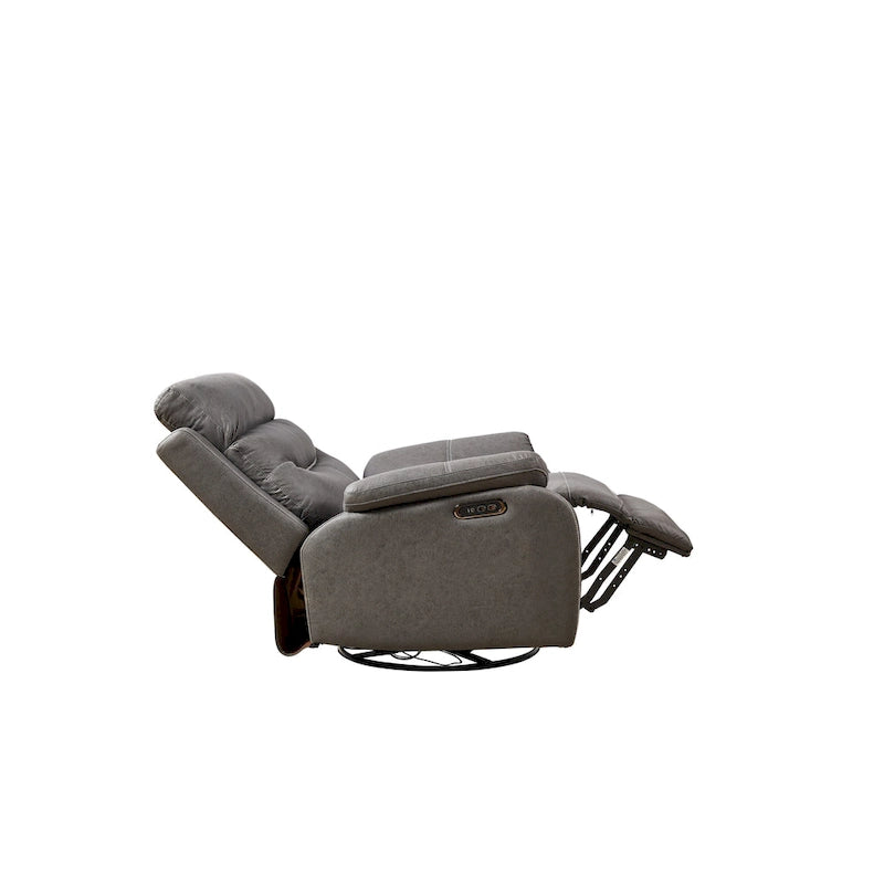Fauteuil inclinable pivotant et berçant motorisé avec double moteur, appuie-tête réglable et port de charge USB