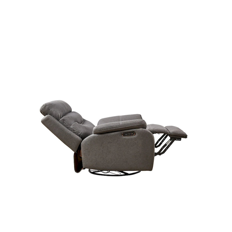 Fauteuil inclinable pivotant et berçant motorisé avec double moteur, appuie-tête réglable et port de charge USB