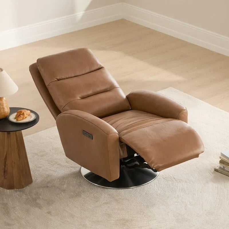 Fauteuil inclinable pivotant motorisé double avec port USB et cuir pleine fleur