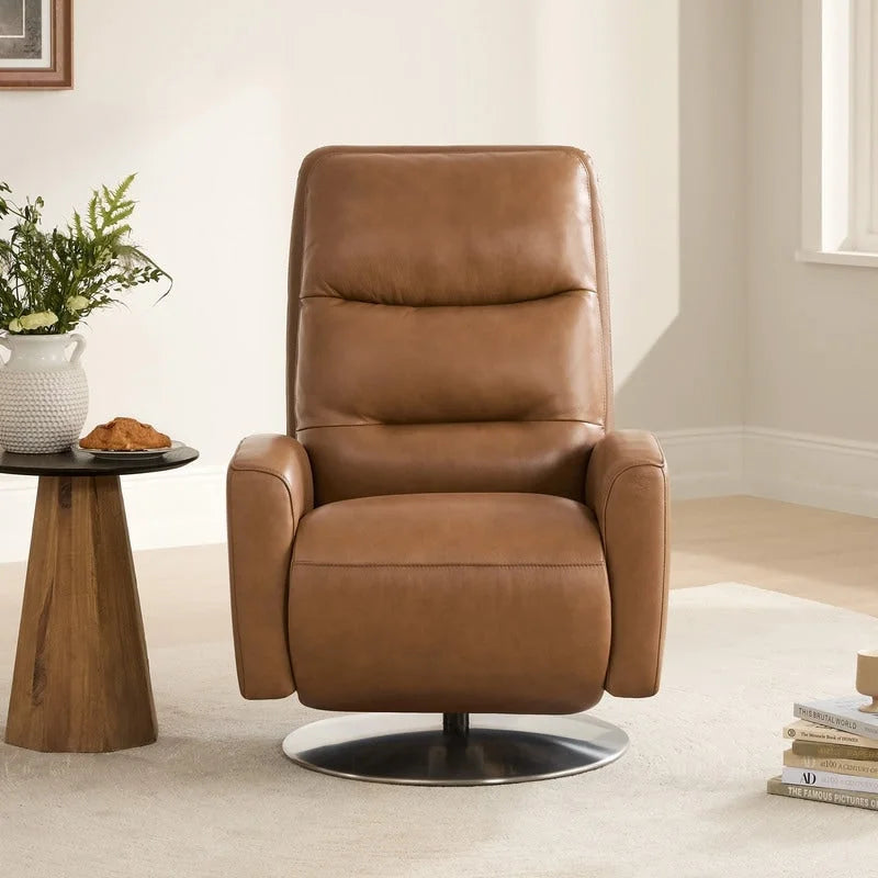 Fauteuil inclinable pivotant motorisé double avec port USB et cuir pleine fleur