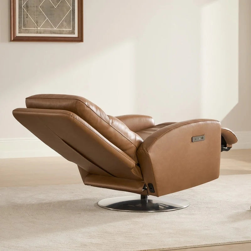 Fauteuil inclinable pivotant motorisé double avec port USB et cuir pleine fleur