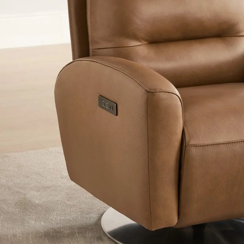 Fauteuil inclinable pivotant motorisé double avec port USB et cuir pleine fleur