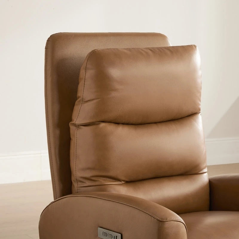 Fauteuil inclinable pivotant motorisé double avec port USB et cuir pleine fleur