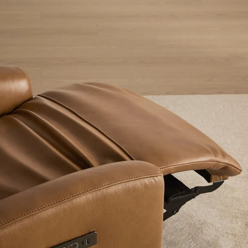 Fauteuil inclinable pivotant motorisé double avec port USB et cuir pleine fleur