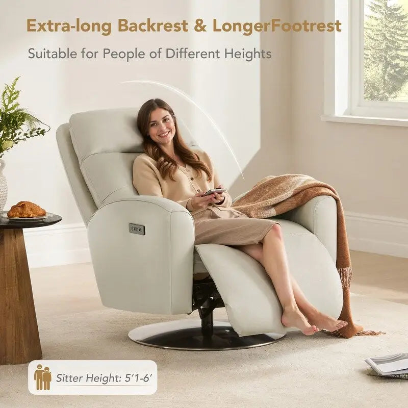 Fauteuil inclinable pivotant motorisé double avec port USB et cuir pleine fleur