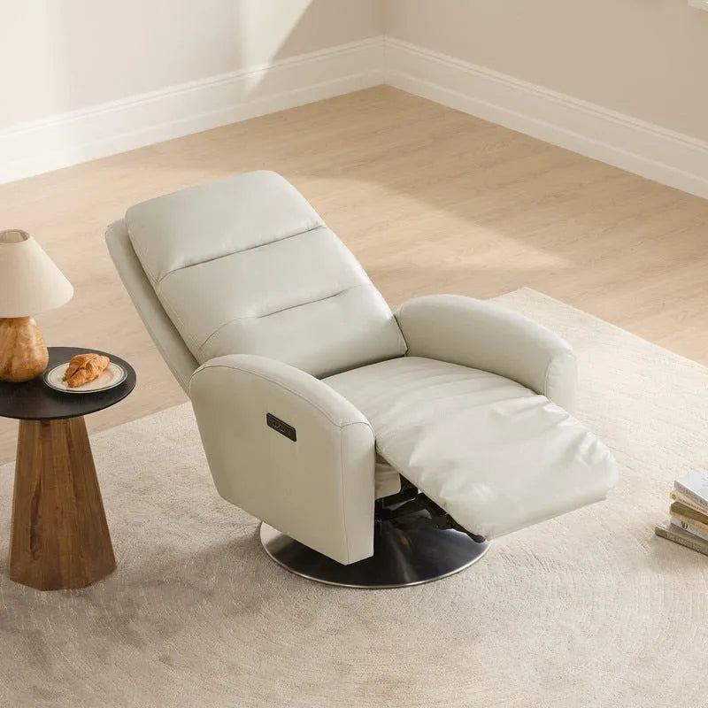 Fauteuil inclinable pivotant motorisé double avec port USB et cuir pleine fleur