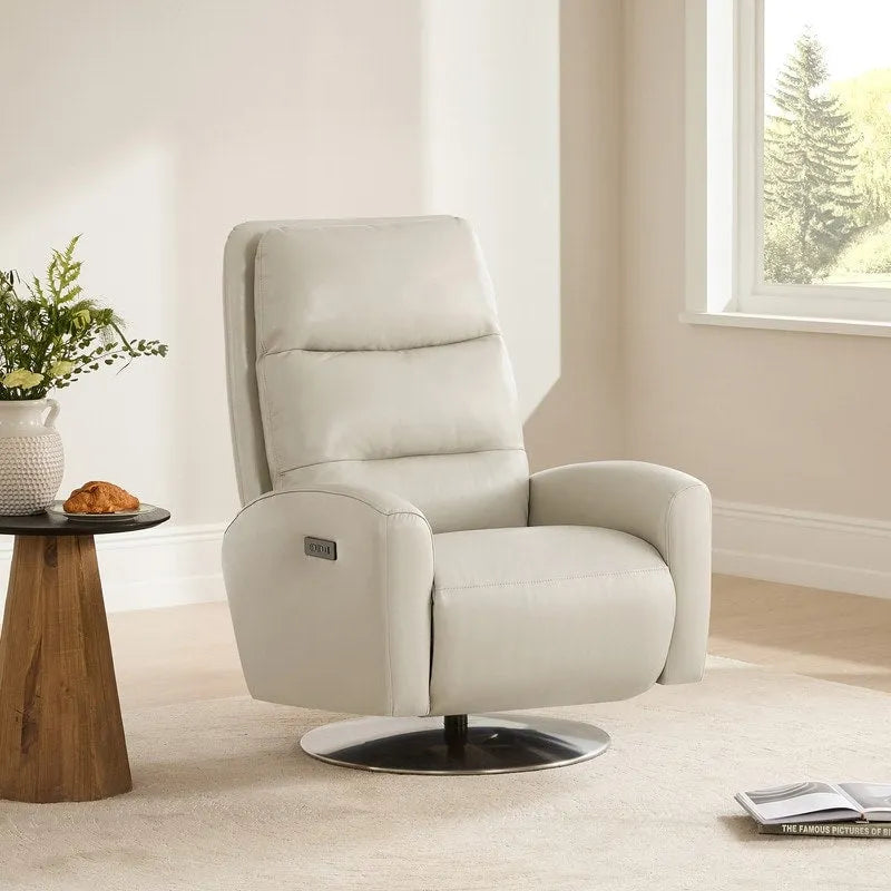 Fauteuil inclinable pivotant motorisé double avec port USB et cuir pleine fleur