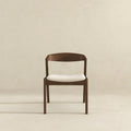 Chaise de salle à manger en velours crème moderne du milieu du siècle avec pieds en bois massif