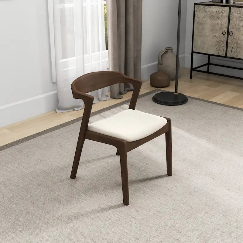 Solid Wood Cream Dining Chair (Set Of 2)
