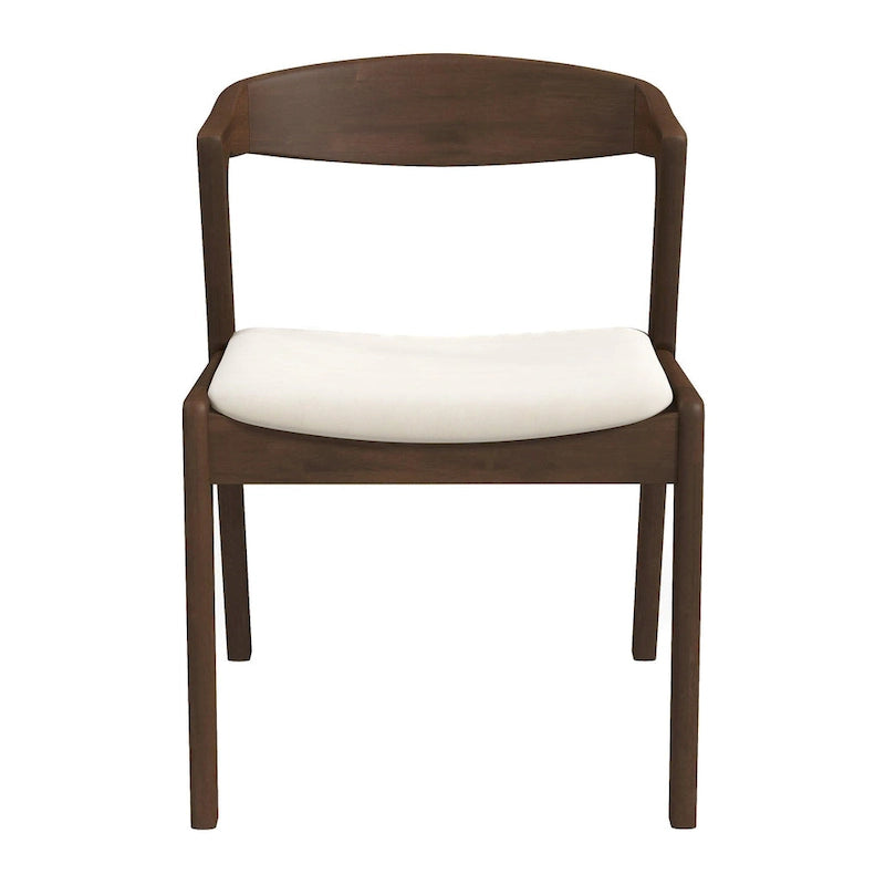 Chaise de salle à manger en velours crème moderne du milieu du siècle avec pieds en bois massif
