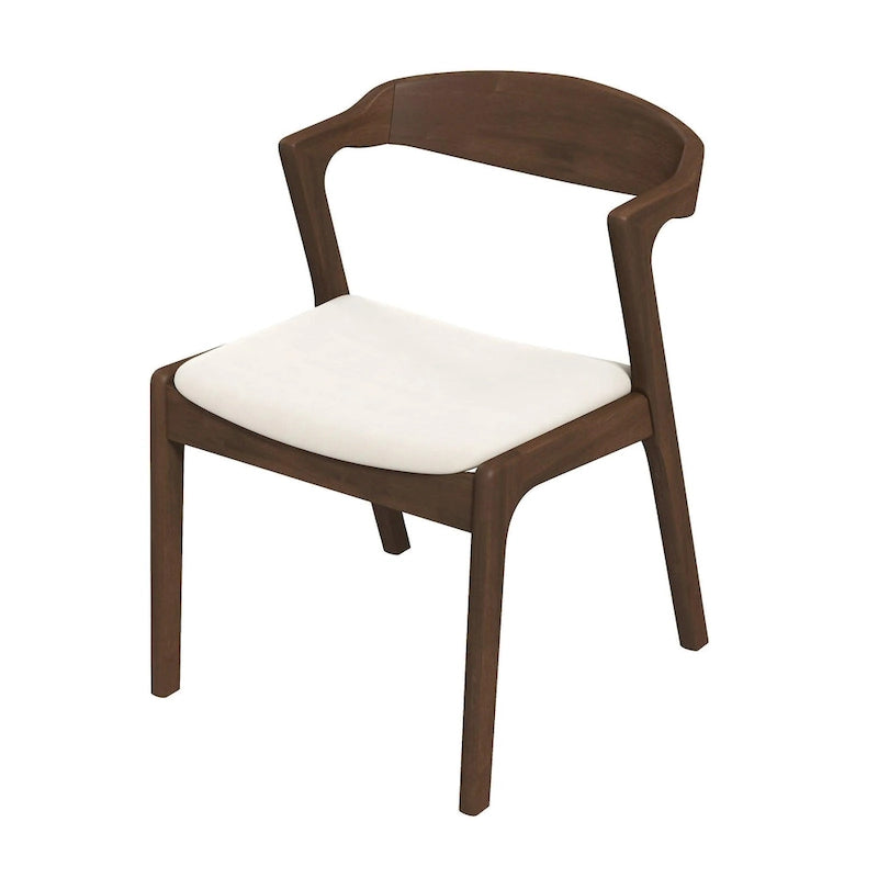 Chaise de salle à manger en velours crème moderne du milieu du siècle avec pieds en bois massif