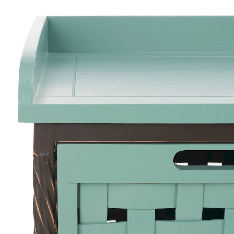 Banc de rangement en bois et fer avec 3 bacs ouverts, banc à chaussures d'entrée, 4 coloris disponibles