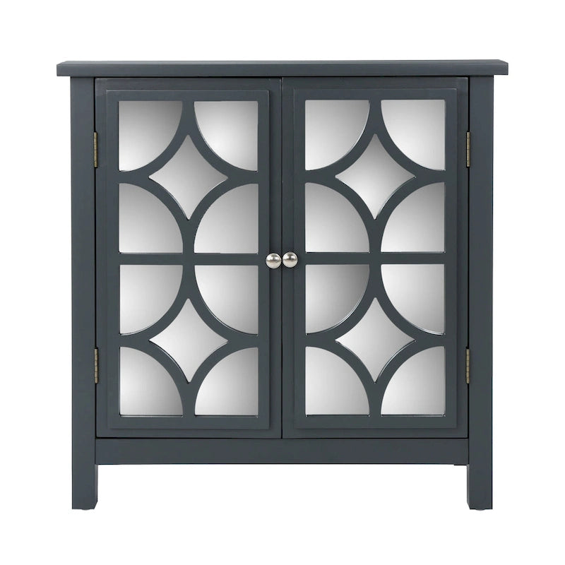 Meuble à deux portes en sapin avec accents miroirs