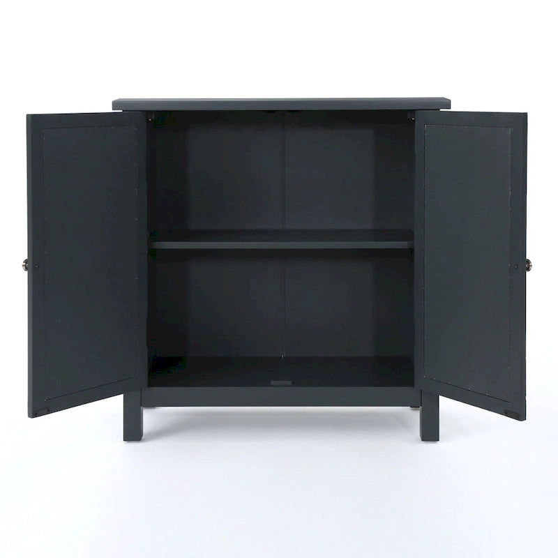 Meuble à deux portes en sapin avec accents miroirs