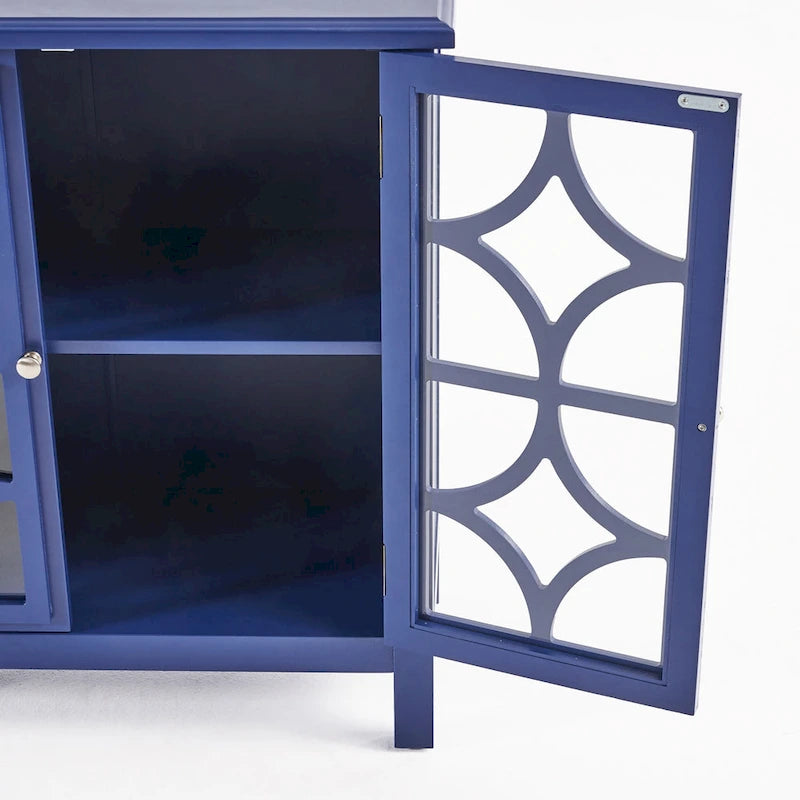 Meuble à deux portes en sapin avec accents miroirs