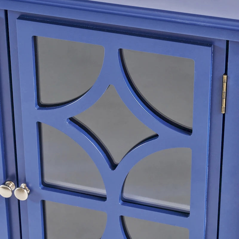 Meuble à deux portes en sapin avec accents miroirs