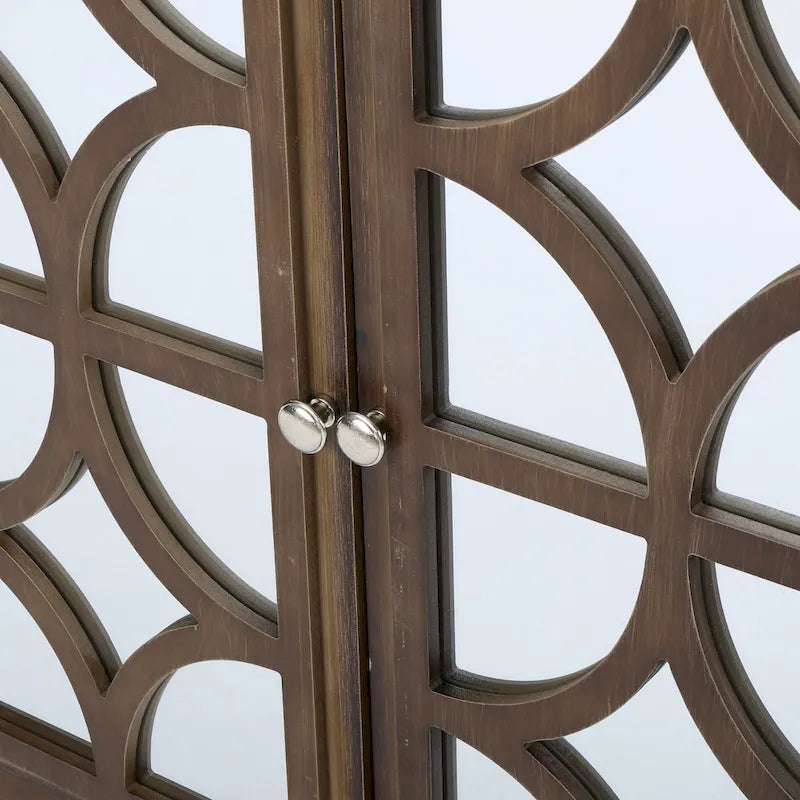 Meuble à deux portes en sapin avec accents miroirs