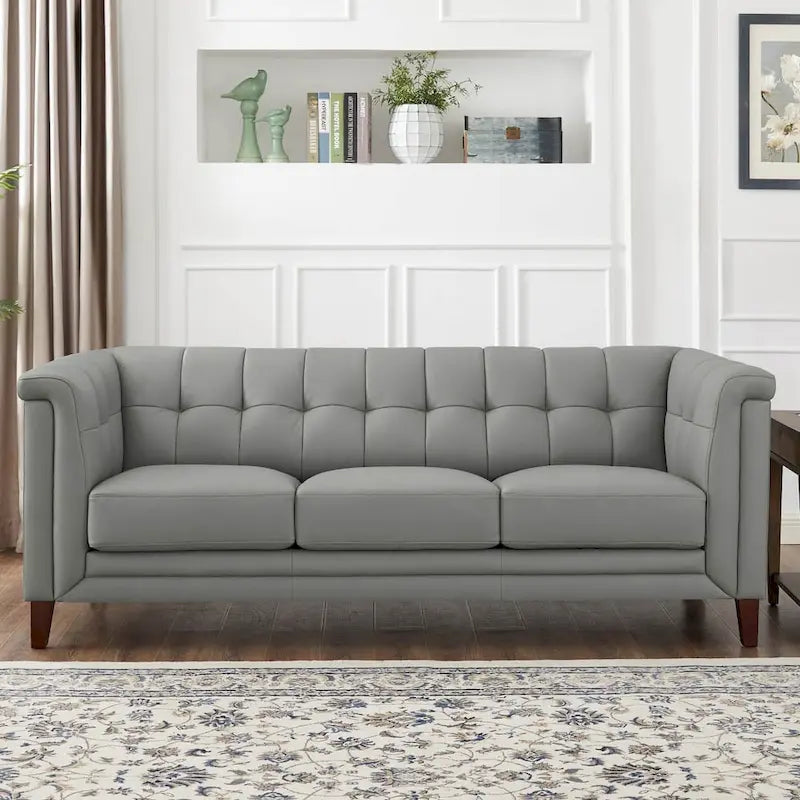 Hydeline Arvo Top Grain Leather Sofa Couch with Feather, Memory Foam and Springs