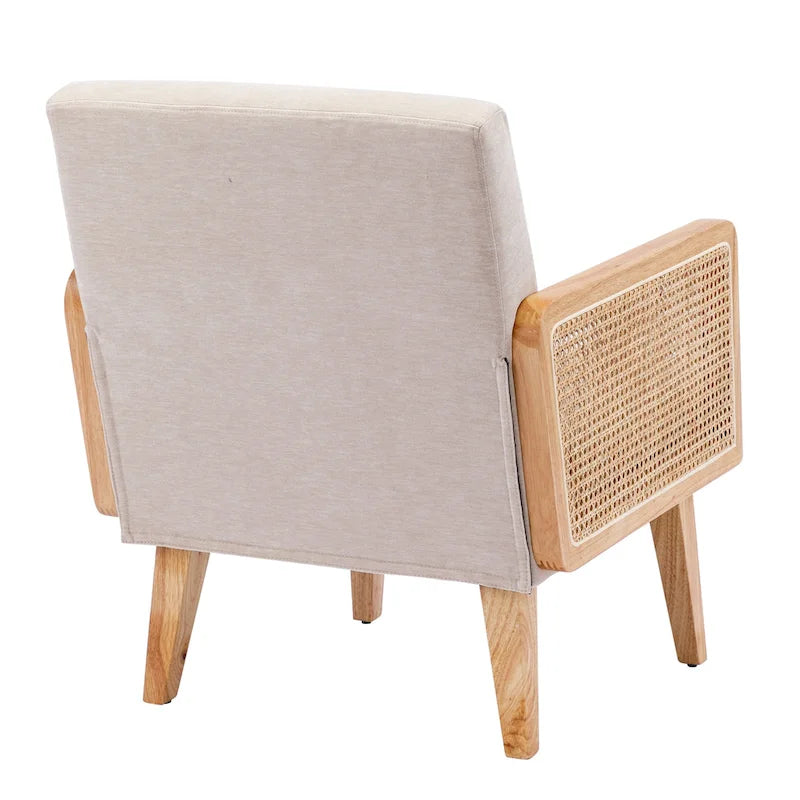 Fauteuil d'appoint rembourré avec accoudoirs en rotin