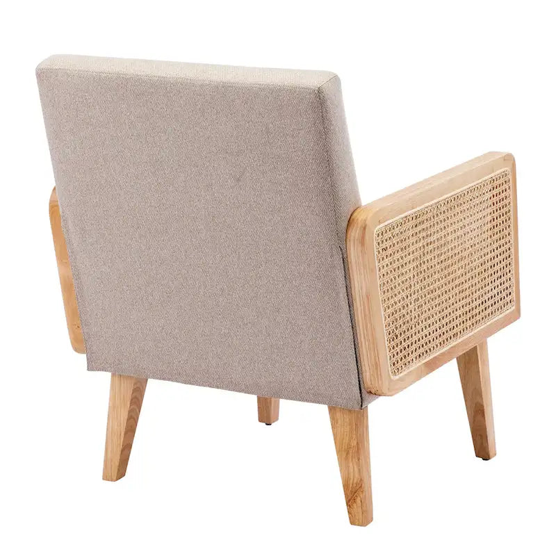 Fauteuil d'appoint rembourré avec accoudoirs en rotin