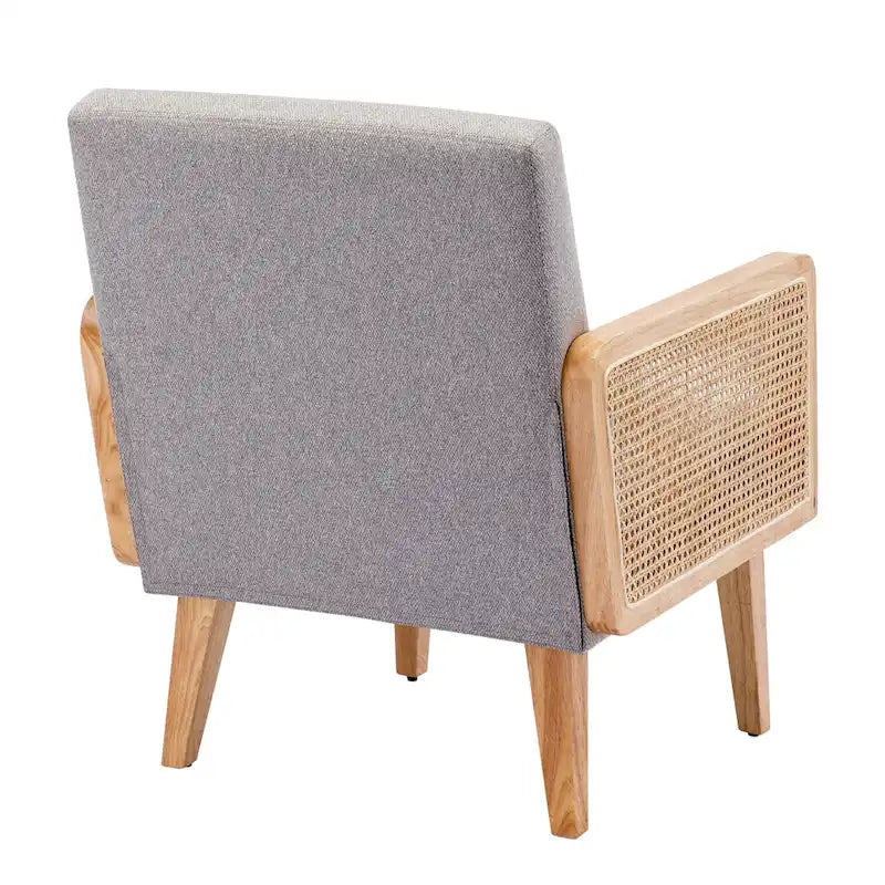 Fauteuil d'appoint rembourré avec accoudoirs en rotin