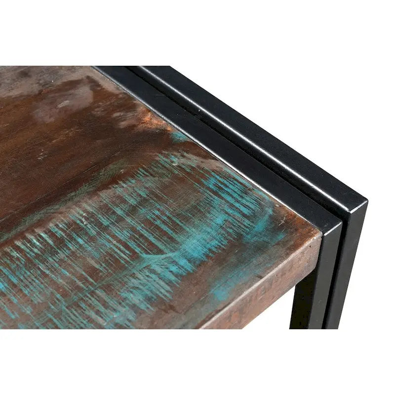 Meuble TV en bois recyclé et fer avec tiroirs doubles, style rustique industriel