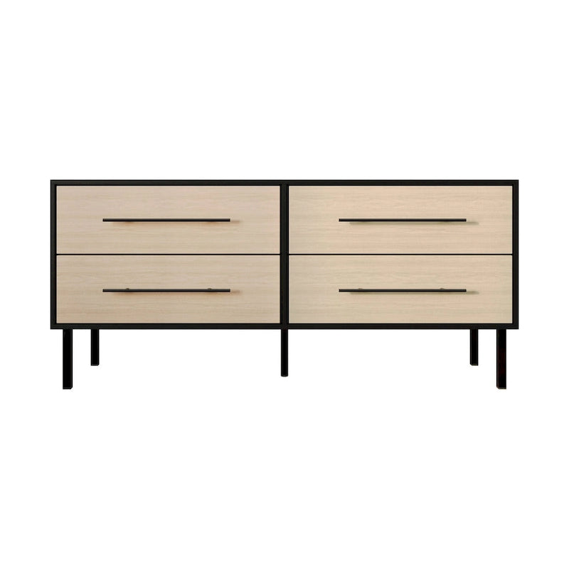Commode en bois à 4 tiroirs avec poignées métalliques
