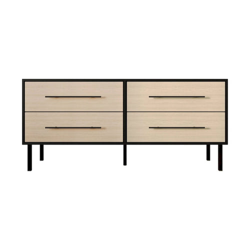 Commode en bois à 4 tiroirs avec poignées métalliques