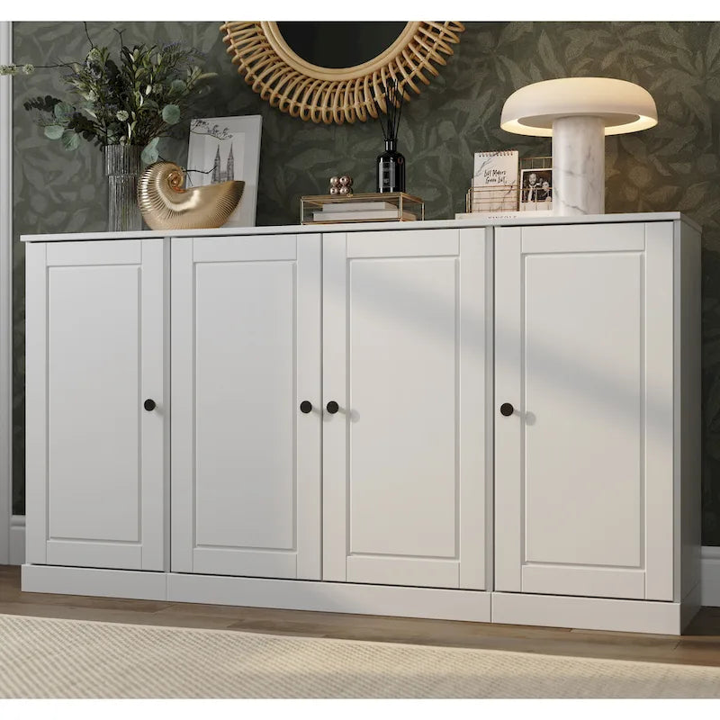 100% Solid Wood 65 Sideboard with Clear, Frosted Glass or Solid Wood Doors by Palace Imports