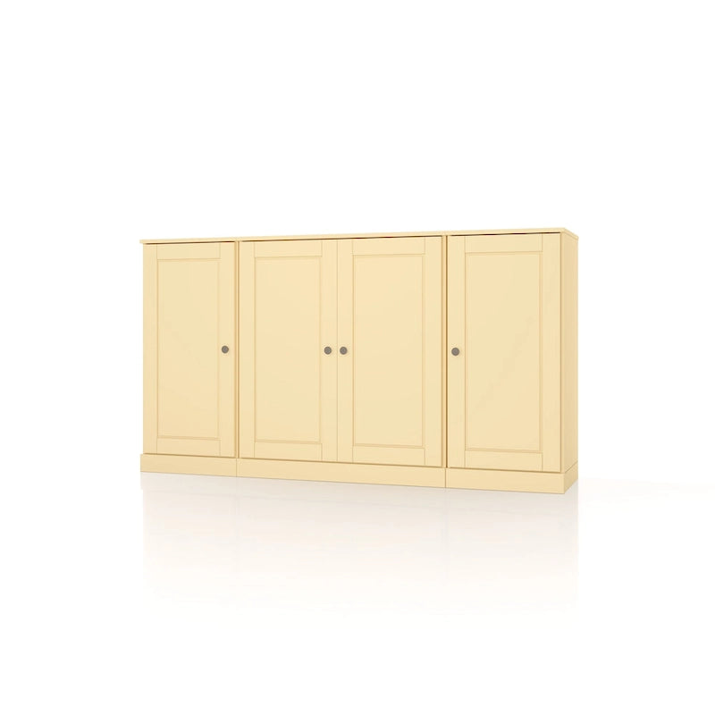 Buffet en bois massif de 65 pouces avec étagères réglables et portes en verre ou pleines au choix