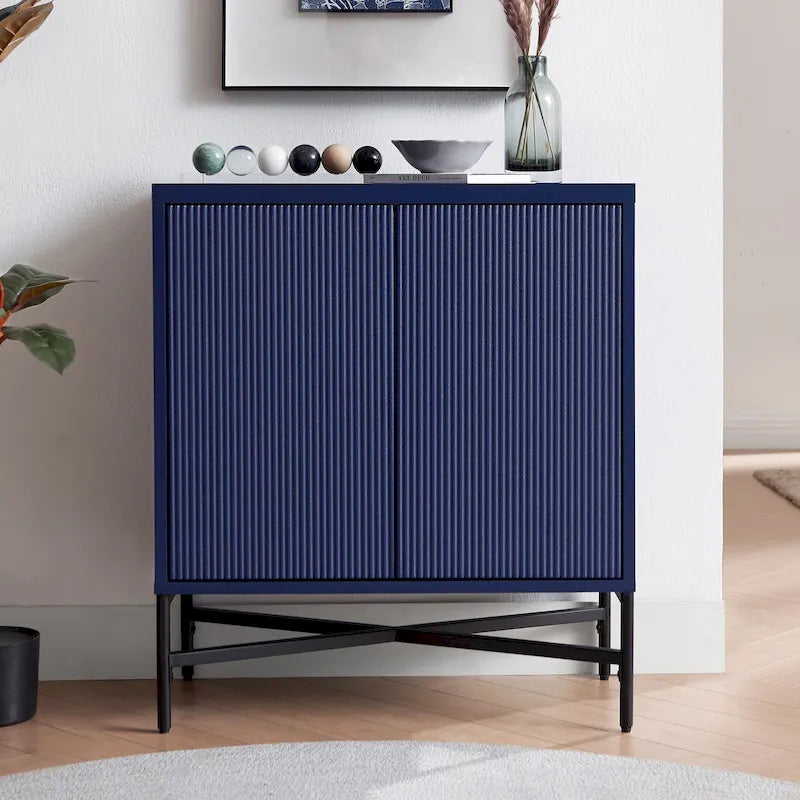 Meuble de rangement d'appoint de 28 po avec étagère réglable, portes texturées en PVC et gestion des câbles