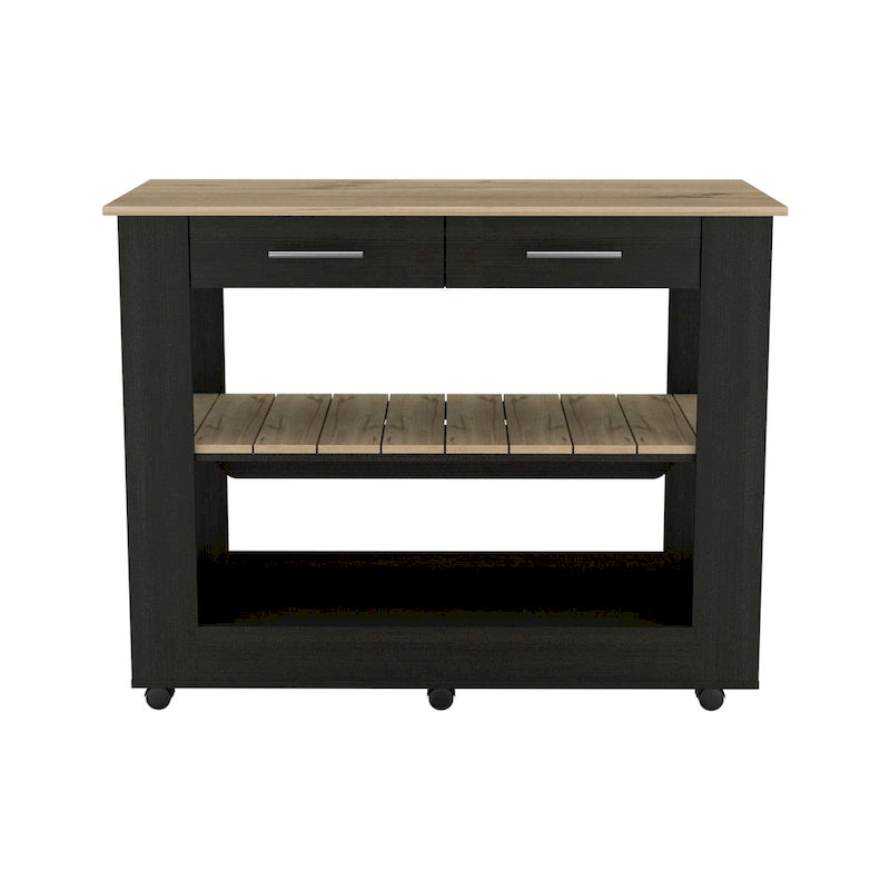 Desserte de cuisine roulante avec tiroirs et étagères