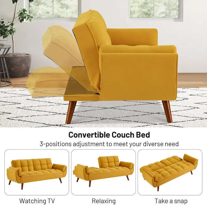 Canapé-lit convertible Mid-Century Modern avec dossier pliable à double inclinaison