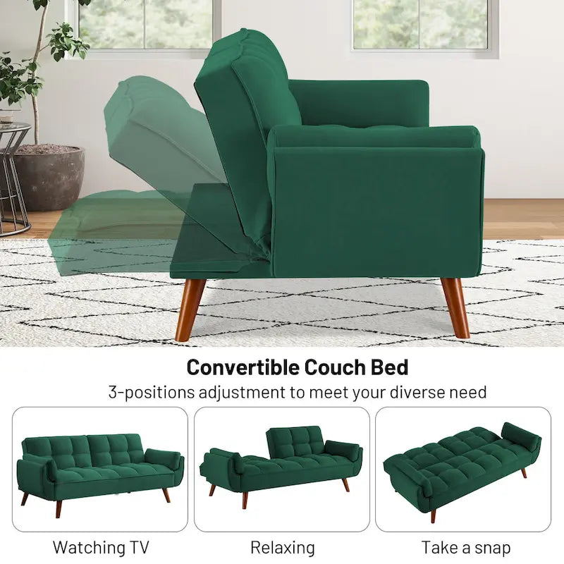 Canapé-lit convertible Mid-Century Modern avec dossier pliable à double inclinaison