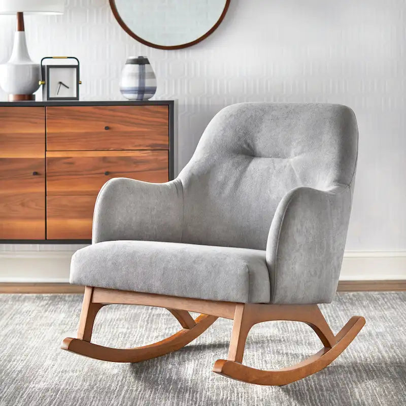 Lifestorey Mick Mid-century Modern Rubberwood Rocking Chair