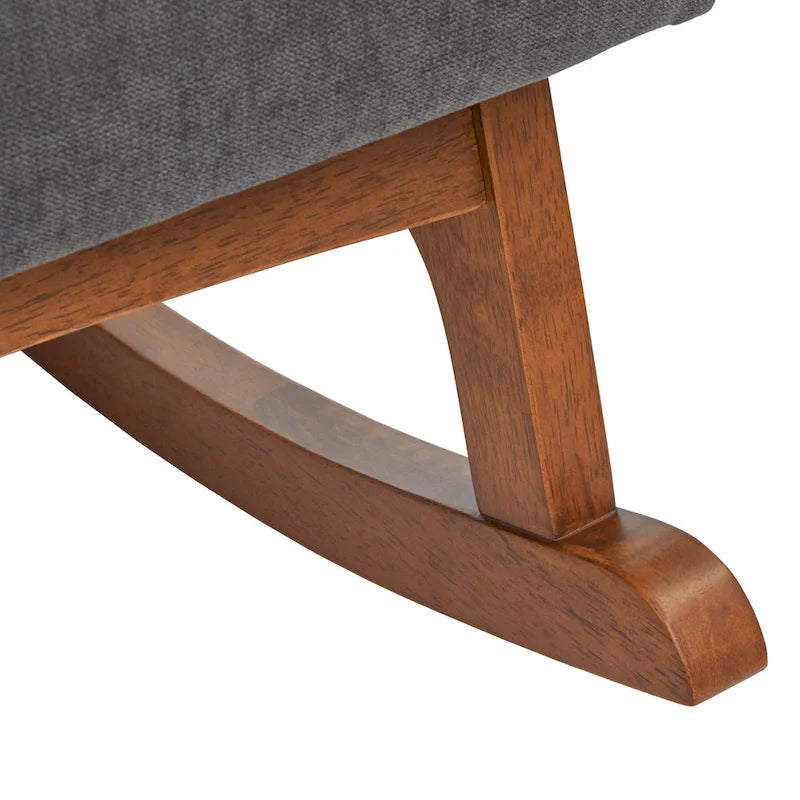 Fauteuil à bascule en bois d'hévéa de style milieu du siècle