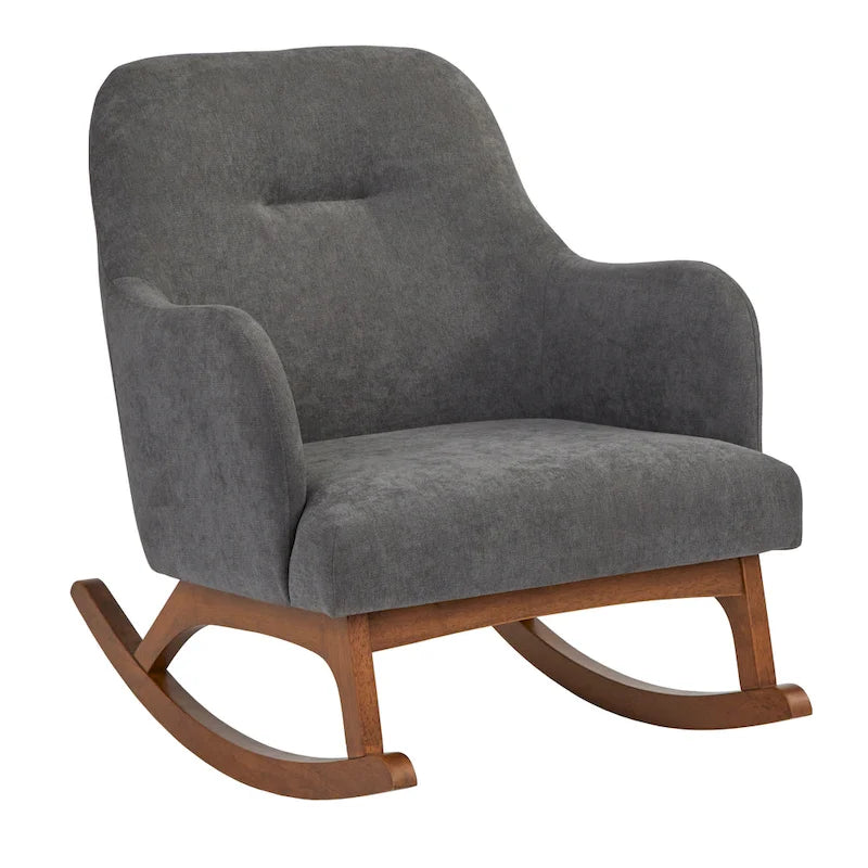 Fauteuil à bascule en bois d'hévéa de style milieu du siècle