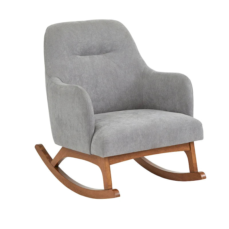 Fauteuil à bascule en bois d'hévéa de style milieu du siècle