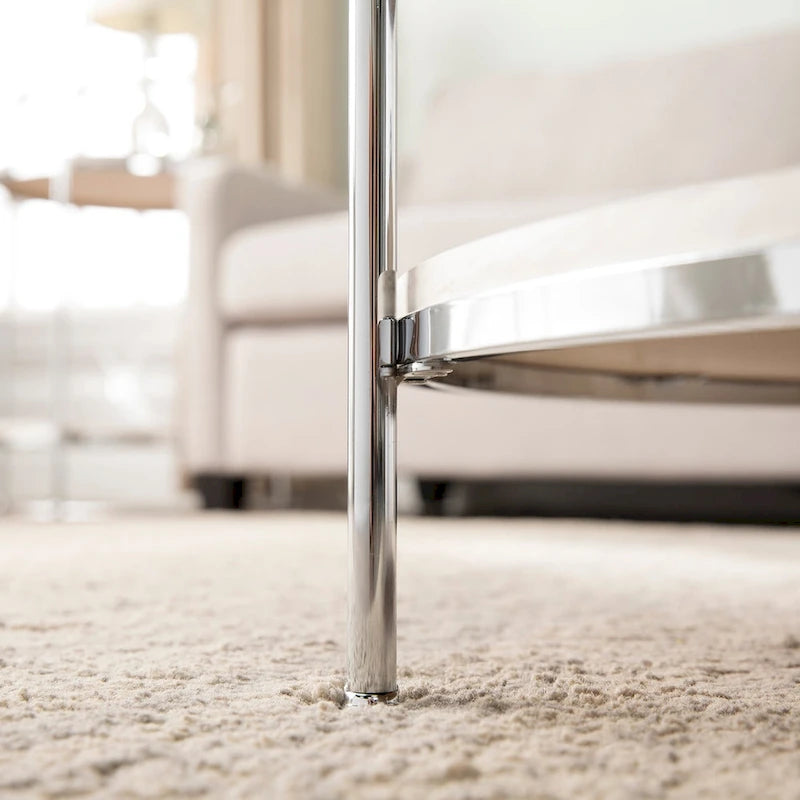 Table basse ronde en faux marbre avec étagère inférieure