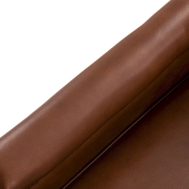 Fauteuil pivotant à 360° en cuir véritable classique avec garniture cloutée