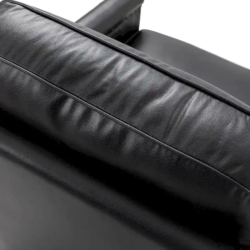 Fauteuil pivotant à 360° en cuir véritable classique avec garniture cloutée