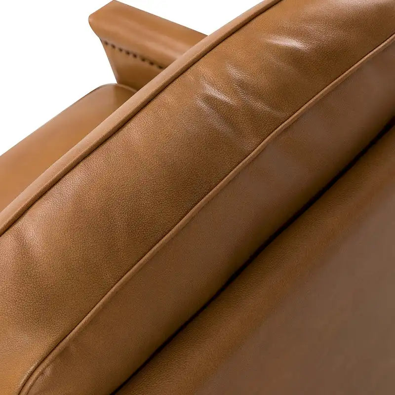 Fauteuil pivotant à 360° en cuir véritable classique avec garniture cloutée