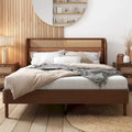 Rattan Wood Platform Queen Bed