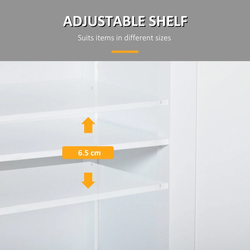 Meuble de rangement de salle de bain sur pied avec 2 tiroirs et étagère réglable, blanc