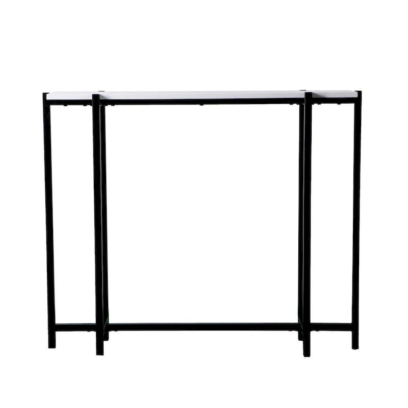 Table console contemporaine étroite blanc et noir laqué brillant