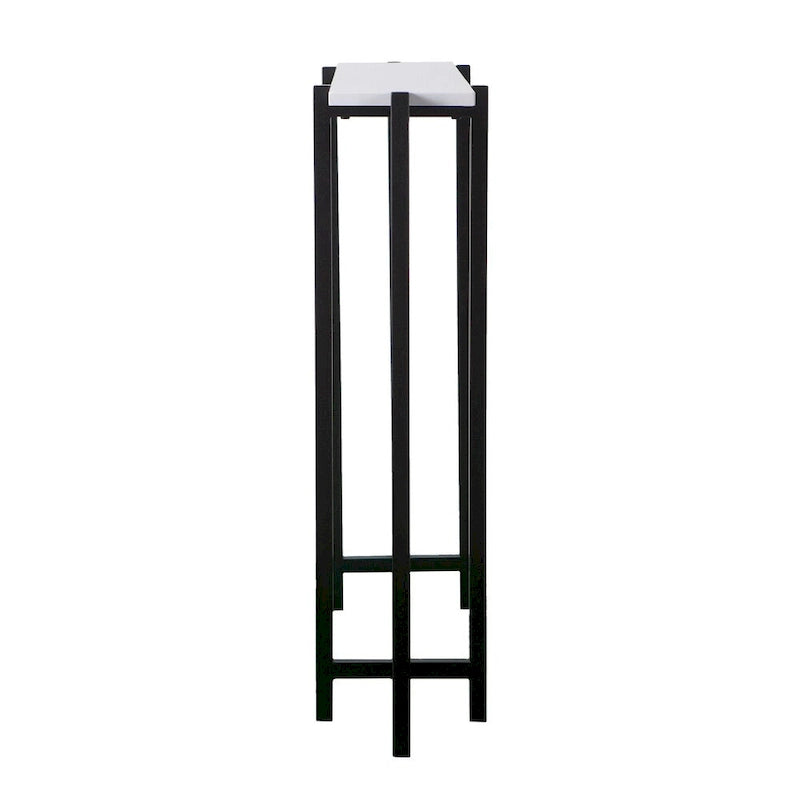 Table console contemporaine étroite blanc et noir laqué brillant