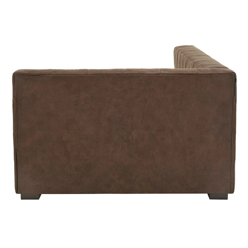 Canapé-lit rembourré en microfibre capitonnée, marron